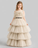 Champagne Ball Gown Girls Pageant Dresses Front