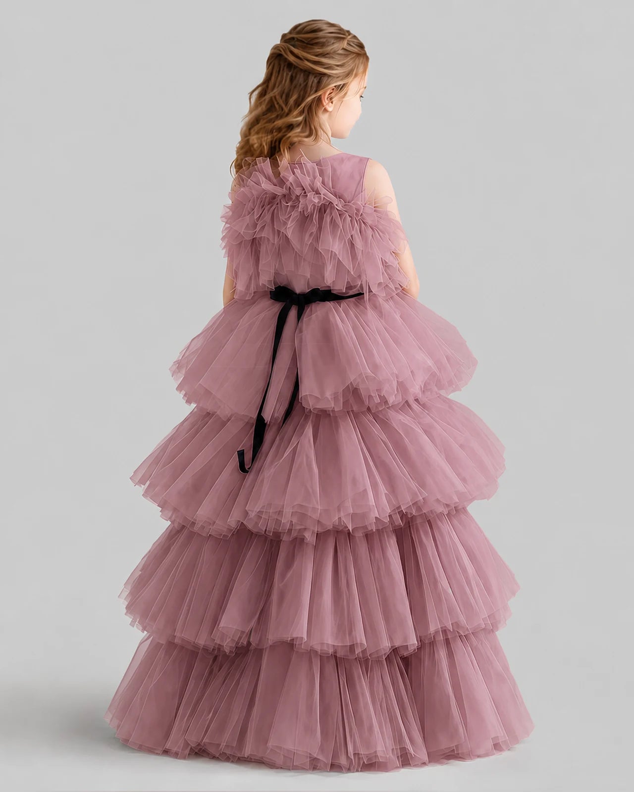 Dusty Rose Ball Gown Girls Pageant Dresses Back