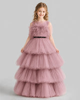 Dusty Rose Ball Gown Girls Pageant Dresses Front