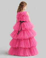 Hot Pink Ball Gown Girls Pageant Dresses Back