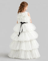 Ivory Ball Gown Girls Pageant Dresses Back