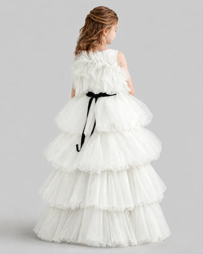 Ivory Ball Gown Girls Pageant Dresses Back