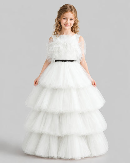 Ivory Ball Gown Girls Pageant Dresses Front