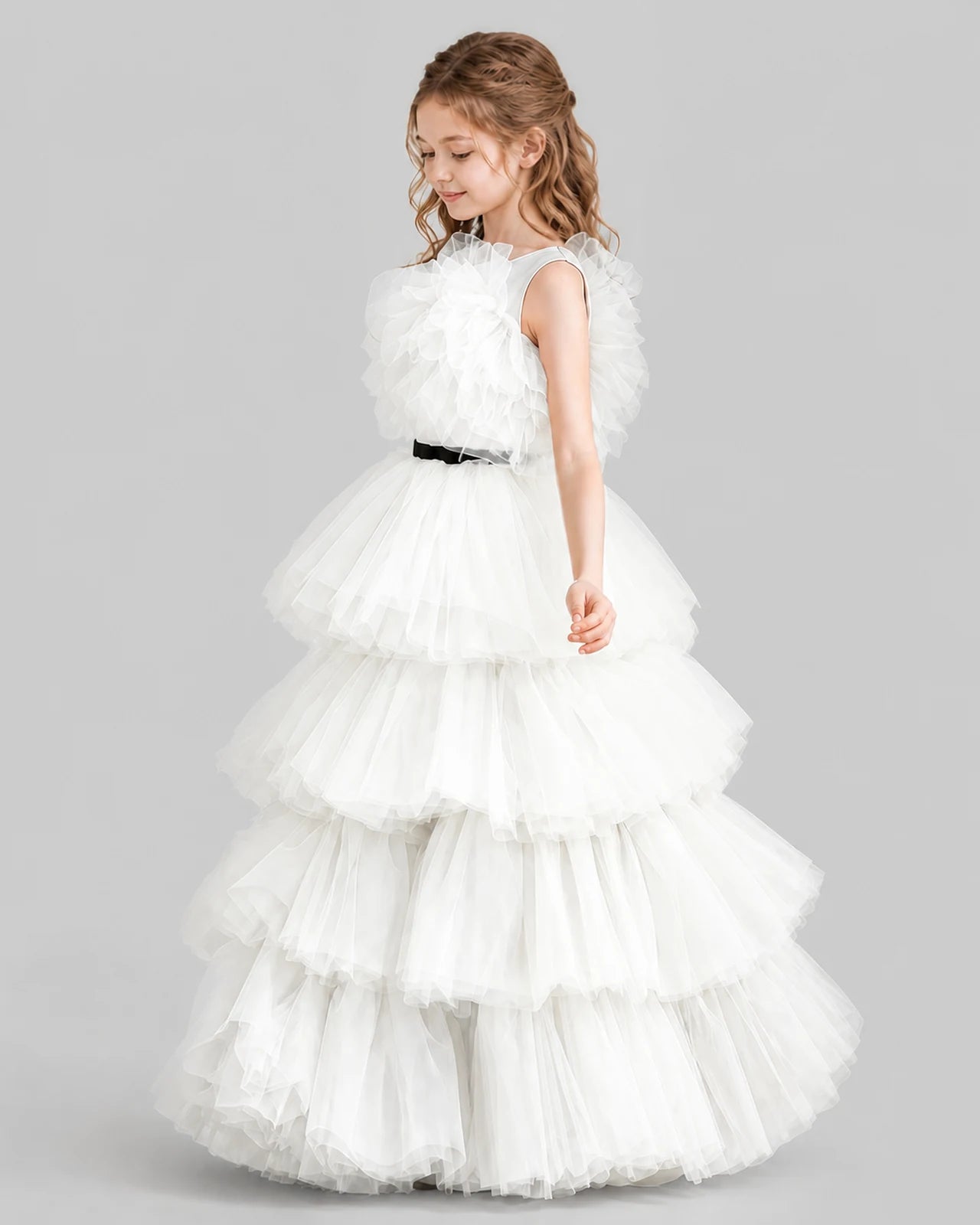 Ivory Ball Gown Girls Pageant Dresses Side
