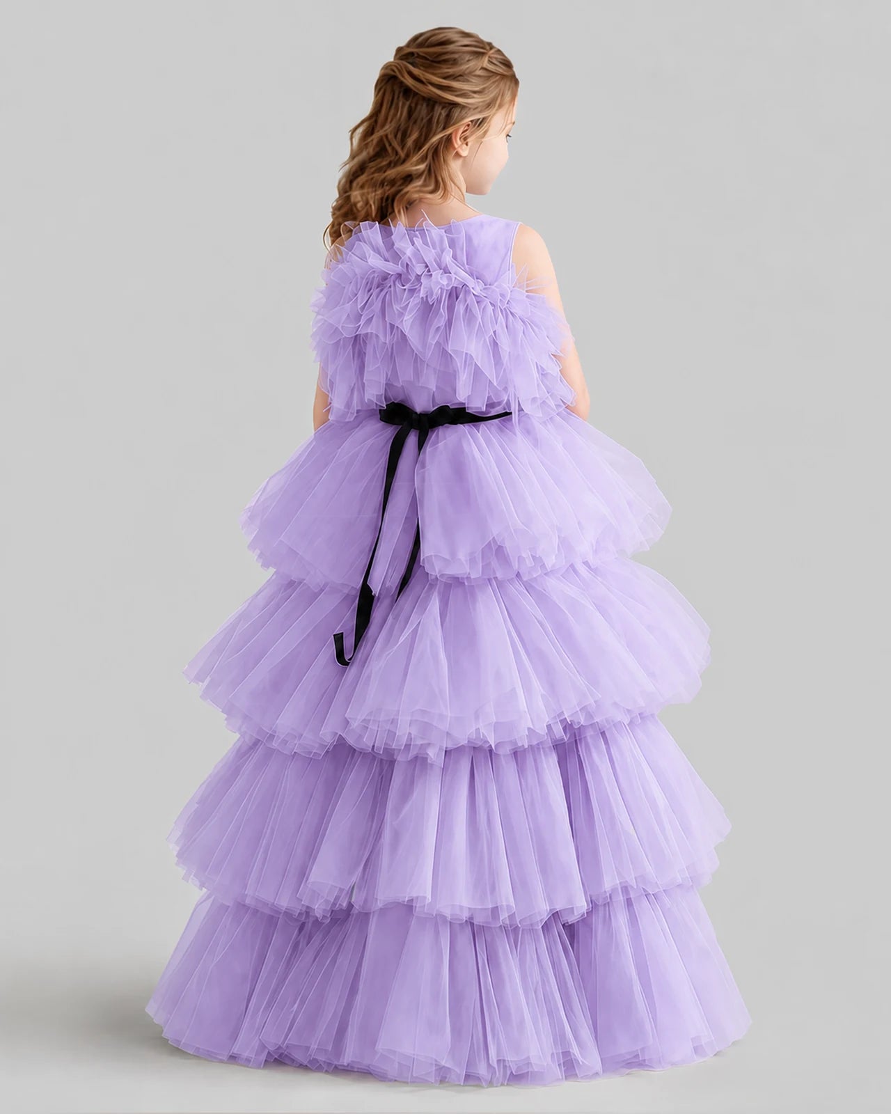 Lilac Ball Gown Girls Pageant Dresses Back