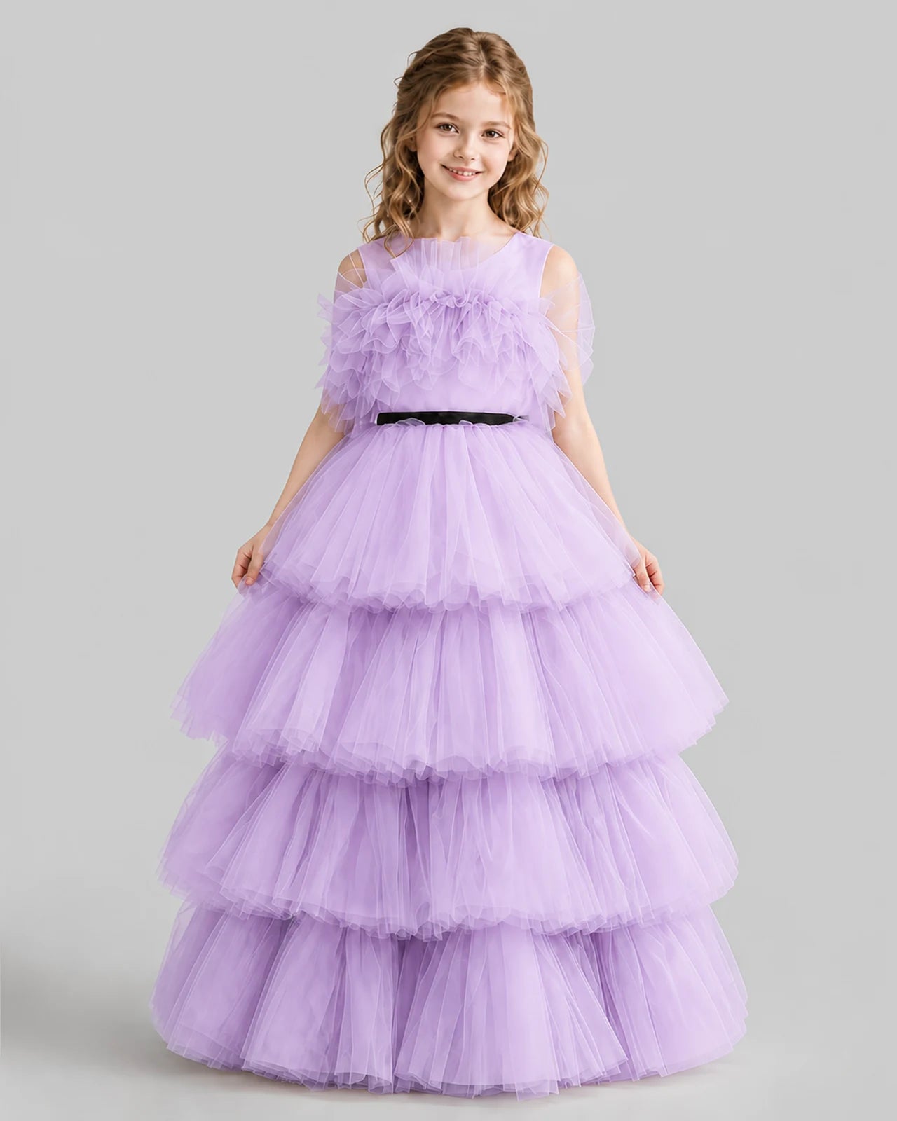 Lilac Ball Gown Girls Pageant Dresses Front