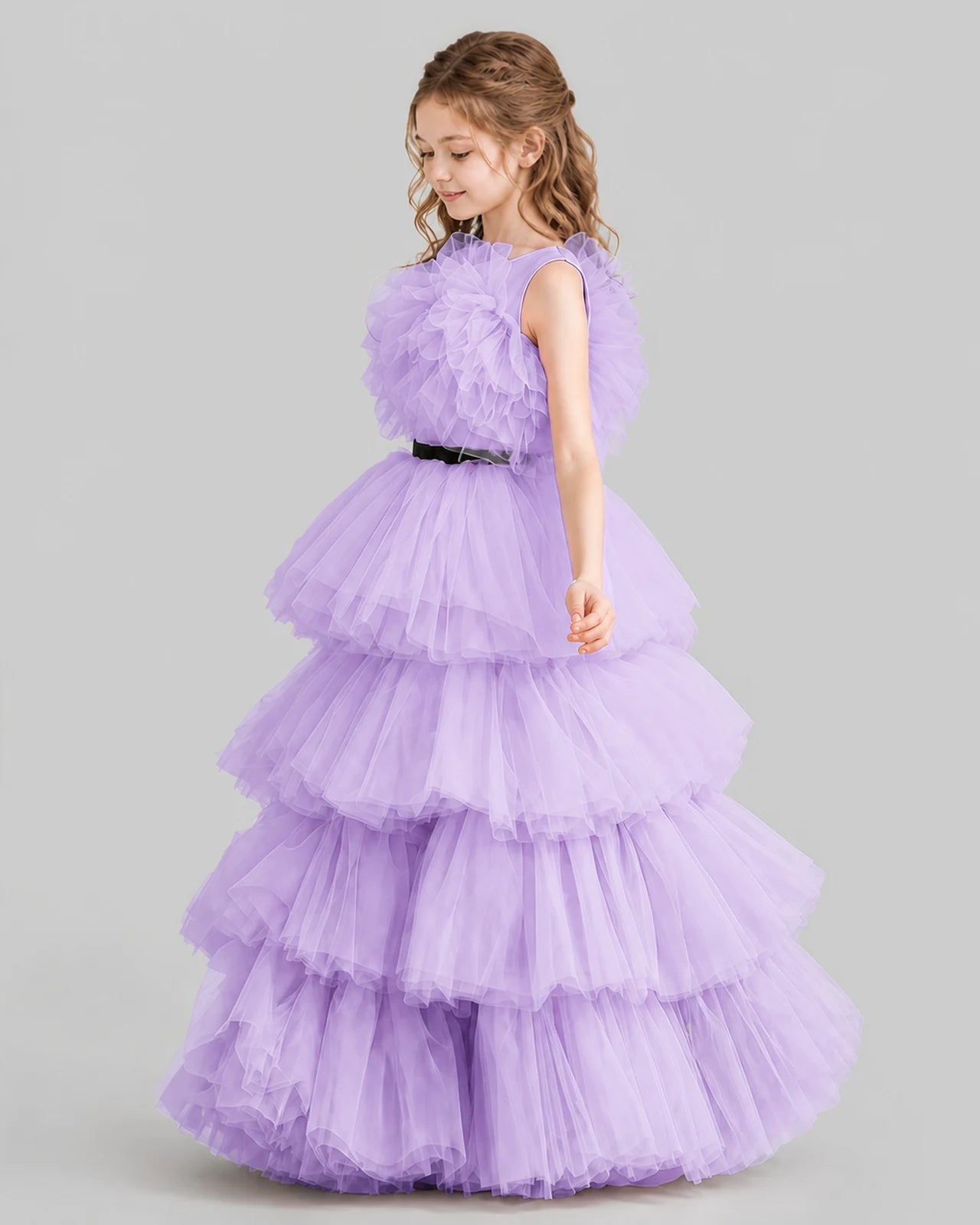 Lilac Ball Gown Girls Pageant Dresses Side