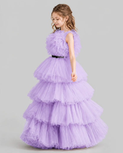 Lilac Ball Gown Girls Pageant Dresses Side