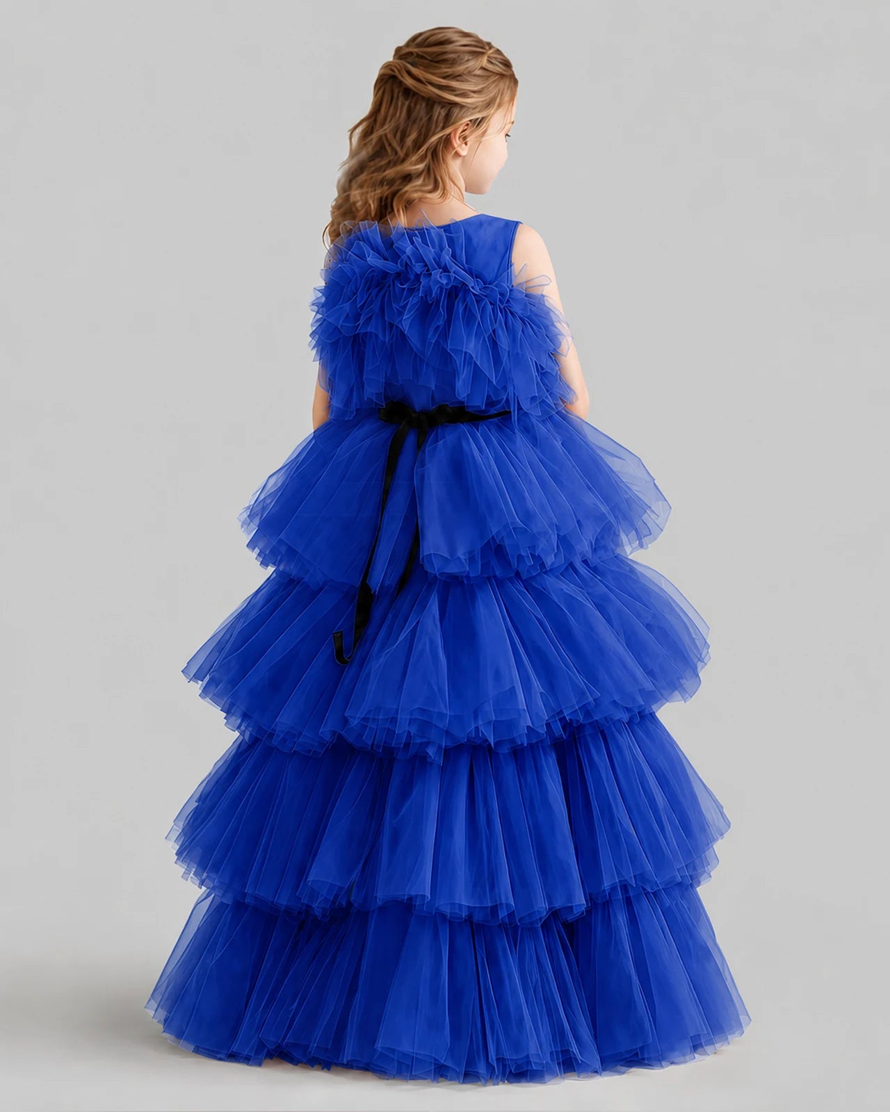 Royal Blue Ball Gown Girls Pageant Dresses Back