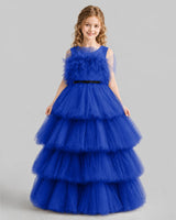 Royal Blue Ball Gown Girls Pageant Dresses Front