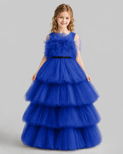 Royal Blue Ball Gown Girls Pageant Dresses Front