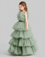 Sage Green Ball Gown Girls Pageant Dresses Side
