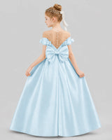 Baby Blue Ball Gown Girls Formal Dresses Back