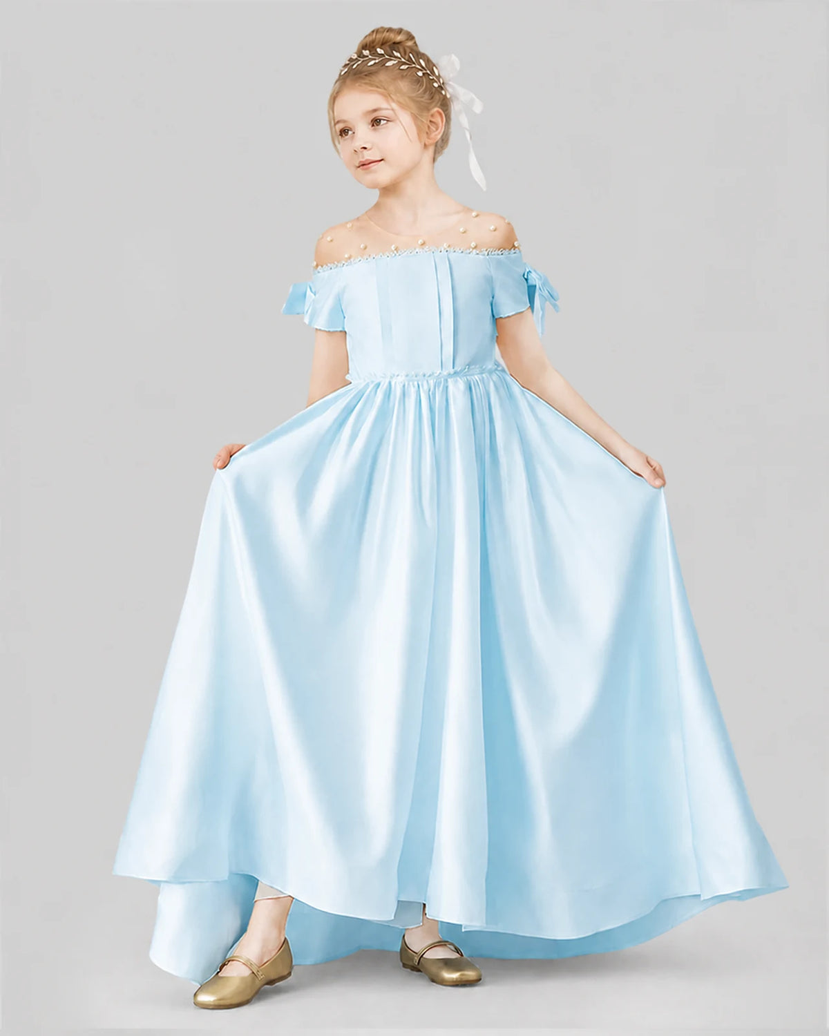 Baby Blue Ball Gown Girls Formal Dresses Front