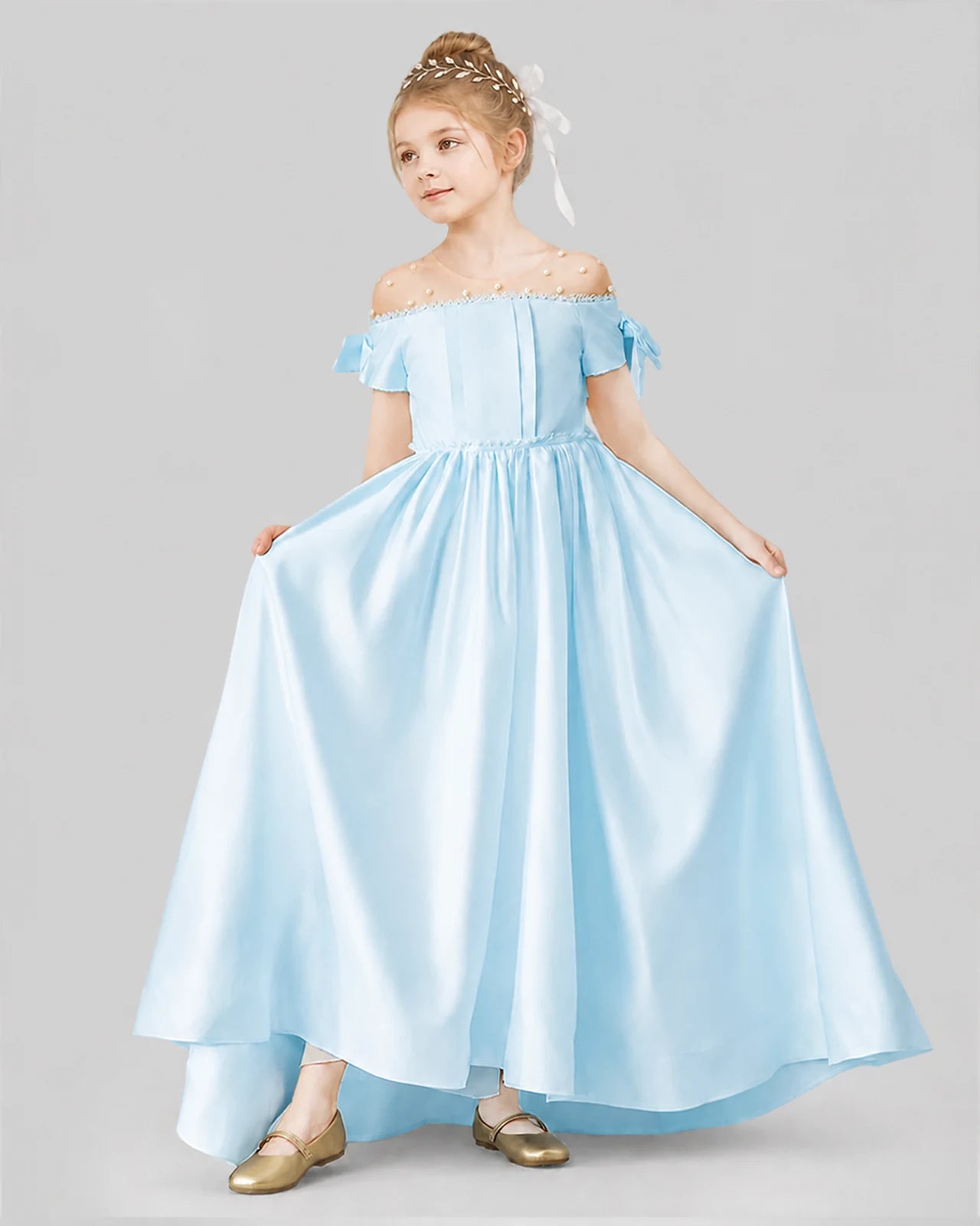 Baby Blue Ball Gown Girls Formal Dresses Front