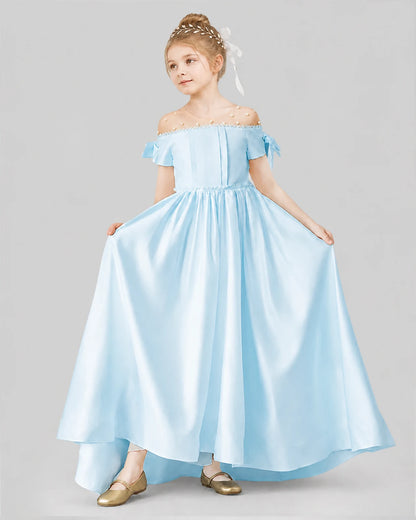 Baby Blue Ball Gown Girls Formal Dresses Front