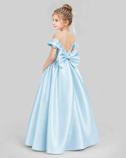 Baby Blue Ball Gown Girls Formal Dresses Pose