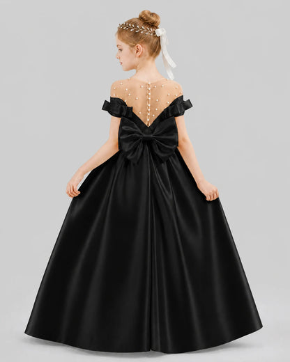 Black Ball Gown Girls Formal Dresses Back