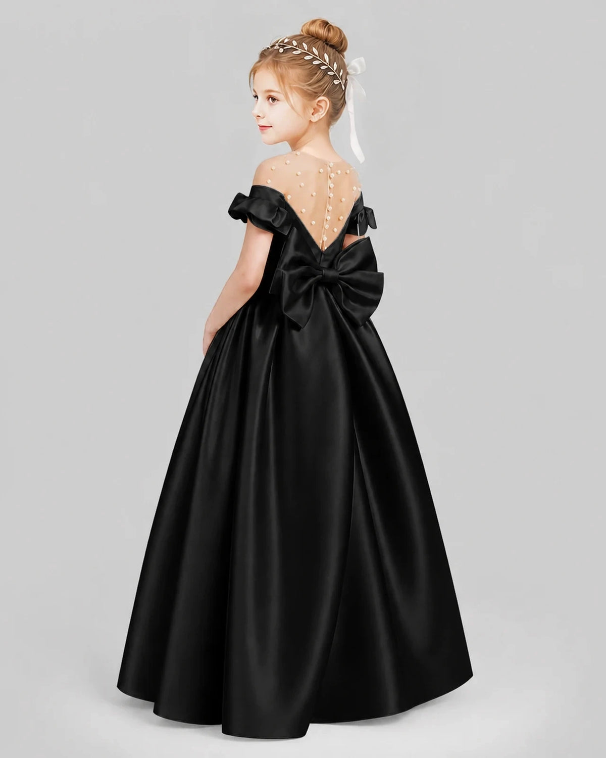 Black Ball Gown Girls Formal Dresses Pose