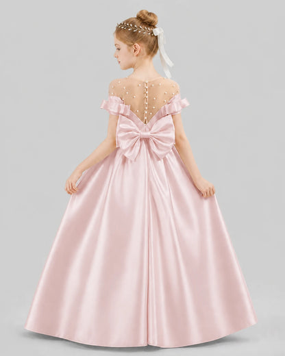 Blush Pink Ball Gown Girls Formal Dresses Back