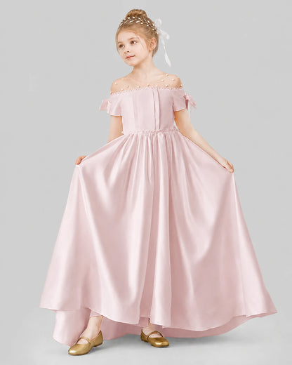 Blush Pink Ball Gown Girls Formal Dresses Front