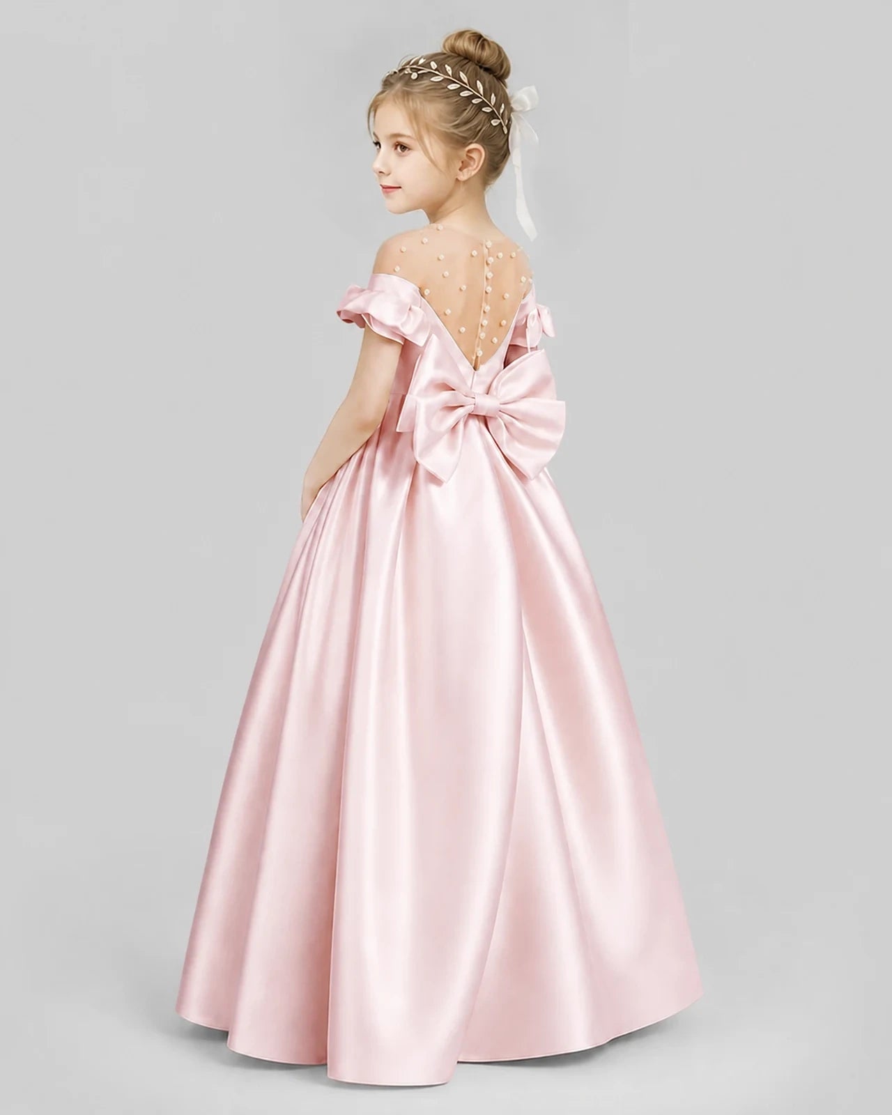 Blush Pink Ball Gown Girls Formal Dresses Pose
