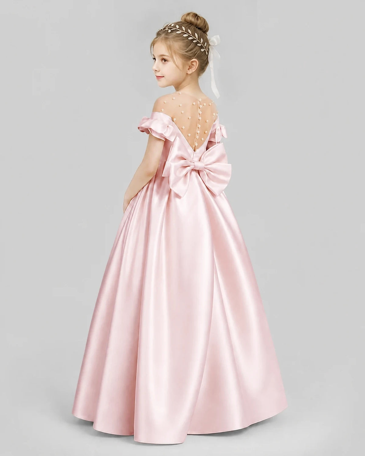 Blush Pink Ball Gown Girls Formal Dresses Pose