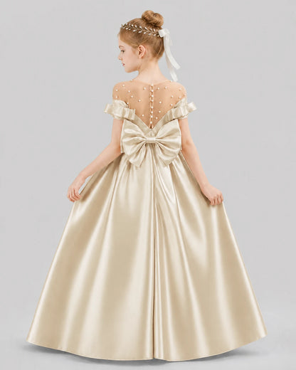 Champagne Ball Gown Girls Formal Dresses Back