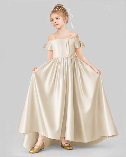 Champagne Ball Gown Girls Formal Dresses Front