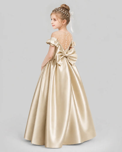 Champagne Ball Gown Girls Formal Dresses Pose