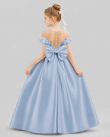 Dusty Blue Ball Gown Girls Formal Dresses Back