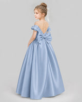 Dusty Blue Ball Gown Girls Formal Dresses Pose