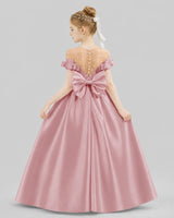 Dusty Rose Ball Gown Girls Formal Dresses Back
