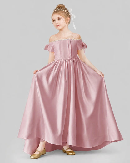 Dusty Rose Ball Gown Girls Formal Dresses Front