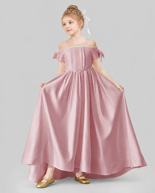 Dusty Rose Ball Gown Girls Formal Dresses Front