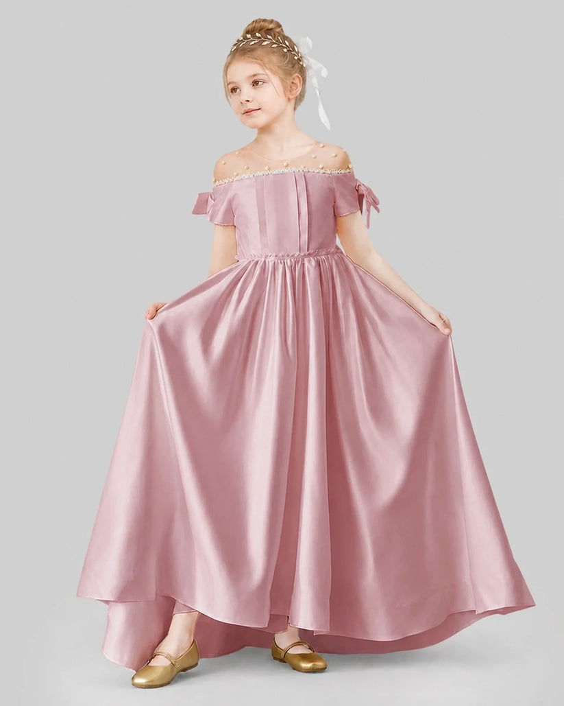 Dusty Rose Ball Gown Girls Formal Dresses Front