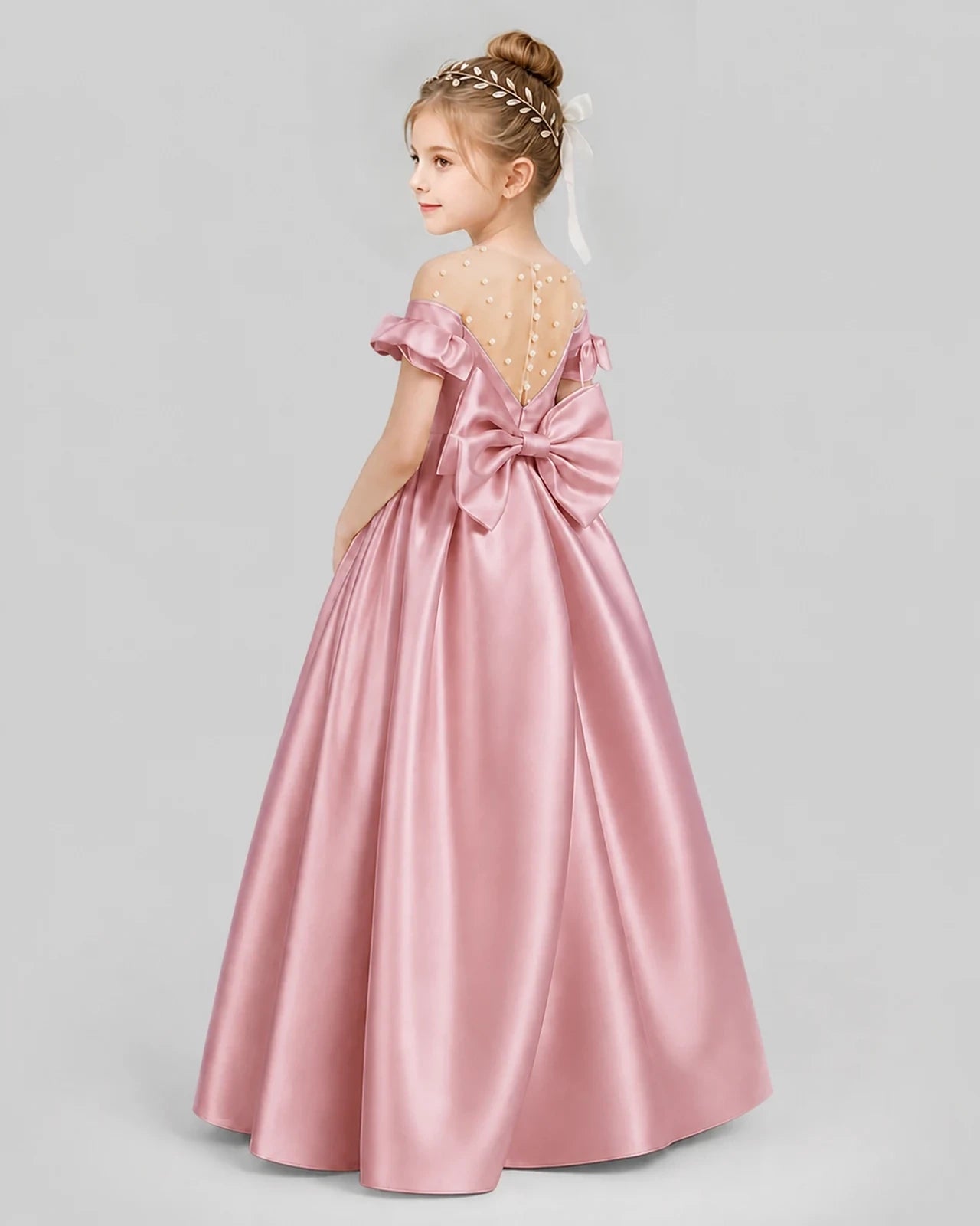 Dusty Rose Ball Gown Girls Formal Dresses Pose
