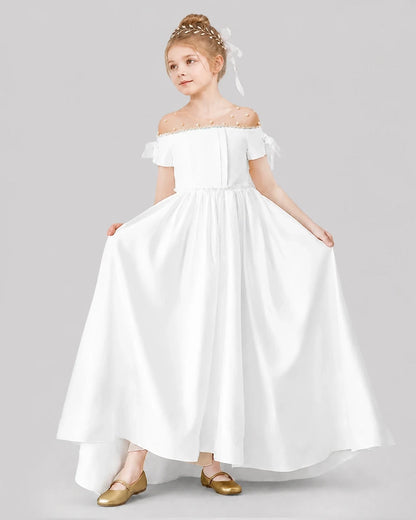 Ivory Ball Gown Girls Formal Dresses Front