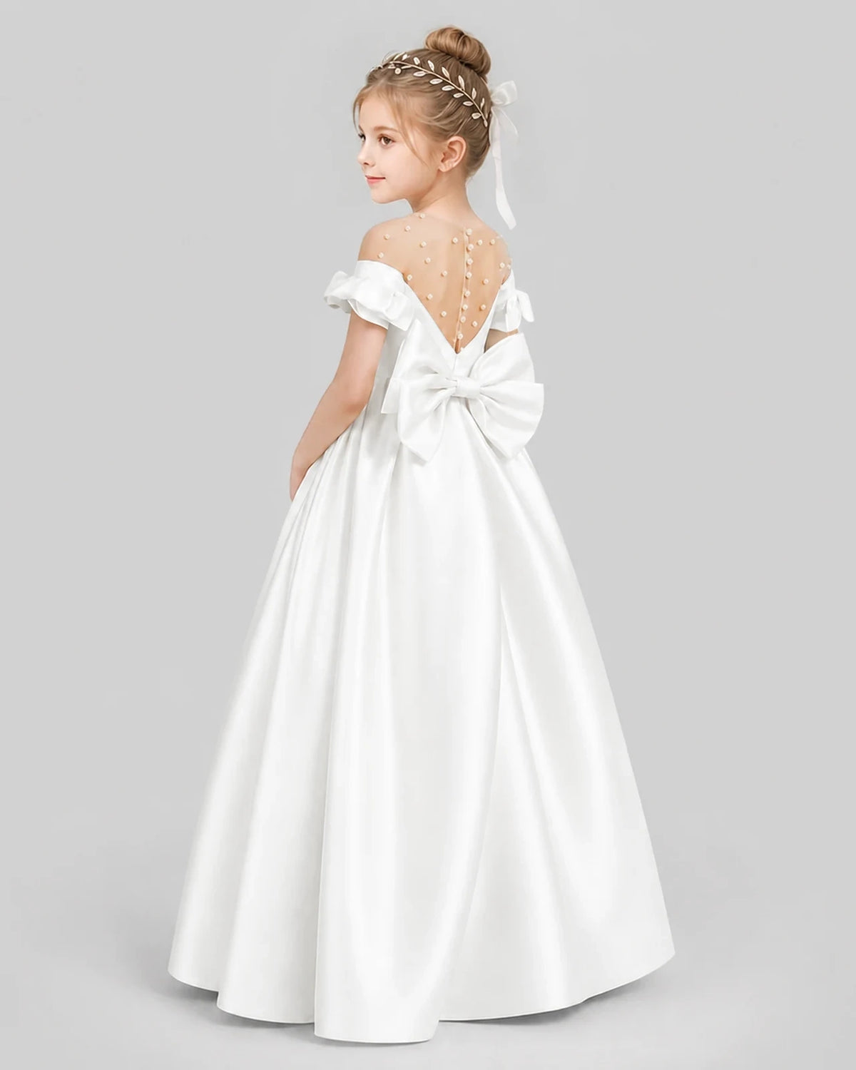 Ivory Ball Gown Girls Formal Dresses Pose