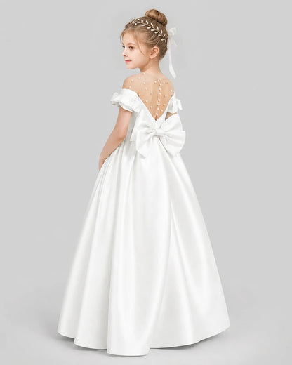 Ivory Ball Gown Girls Formal Dresses Pose