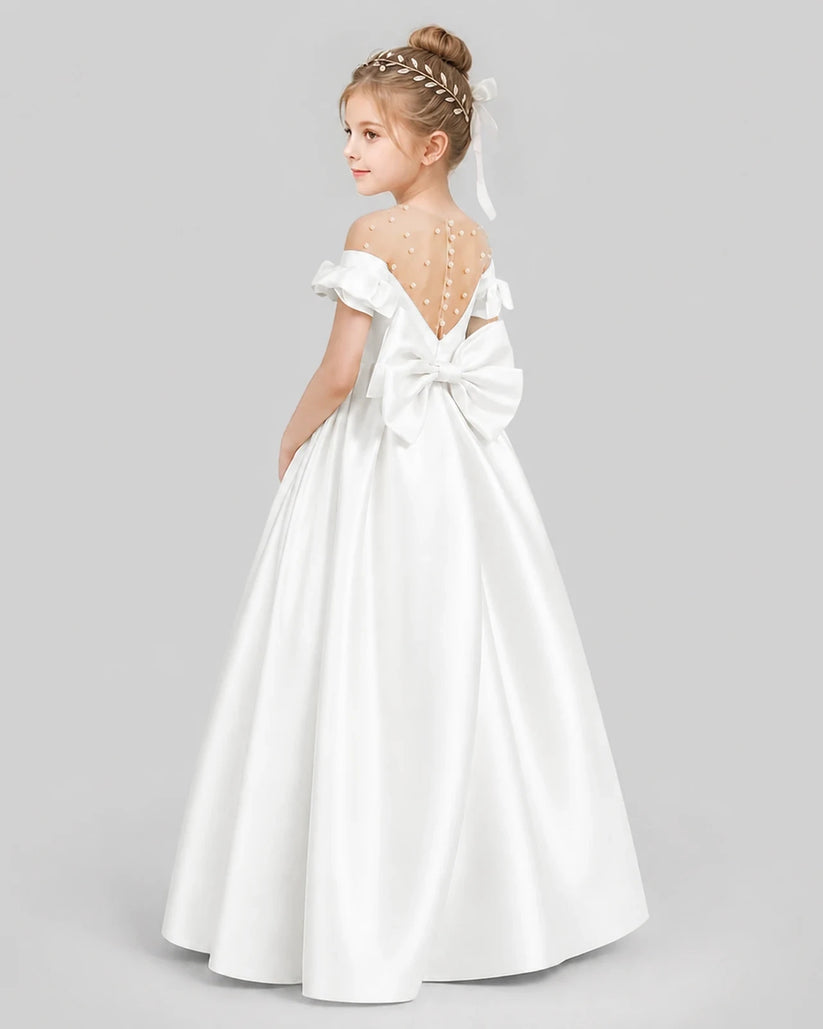 Ivory Ball Gown Girls Formal Dresses Pose