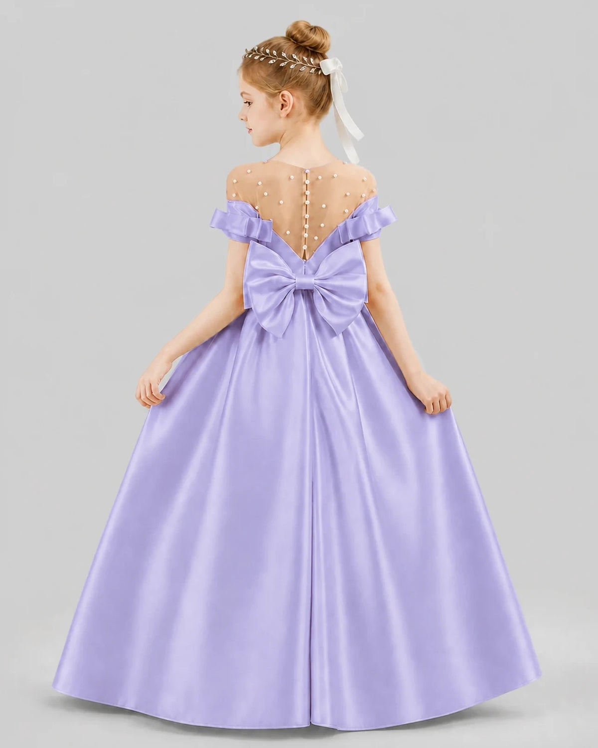 Lavender Ball Gown Girls Formal Dresses Back