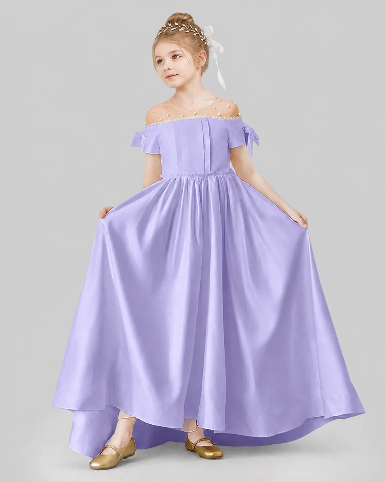 Lavender Ball Gown Girls Formal Dresses Front