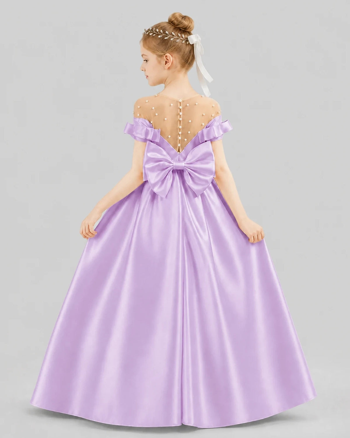 Lilac Ball Gown Girls Formal Dresses Back