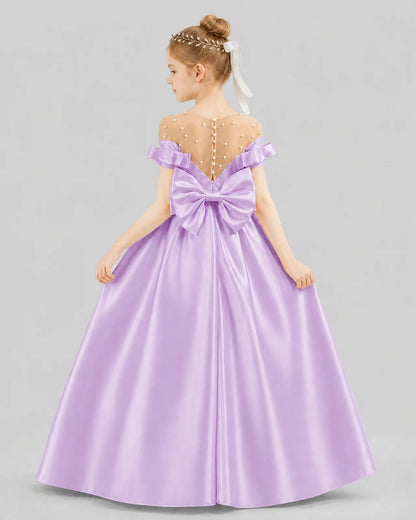 Lilac Ball Gown Girls Formal Dresses Back