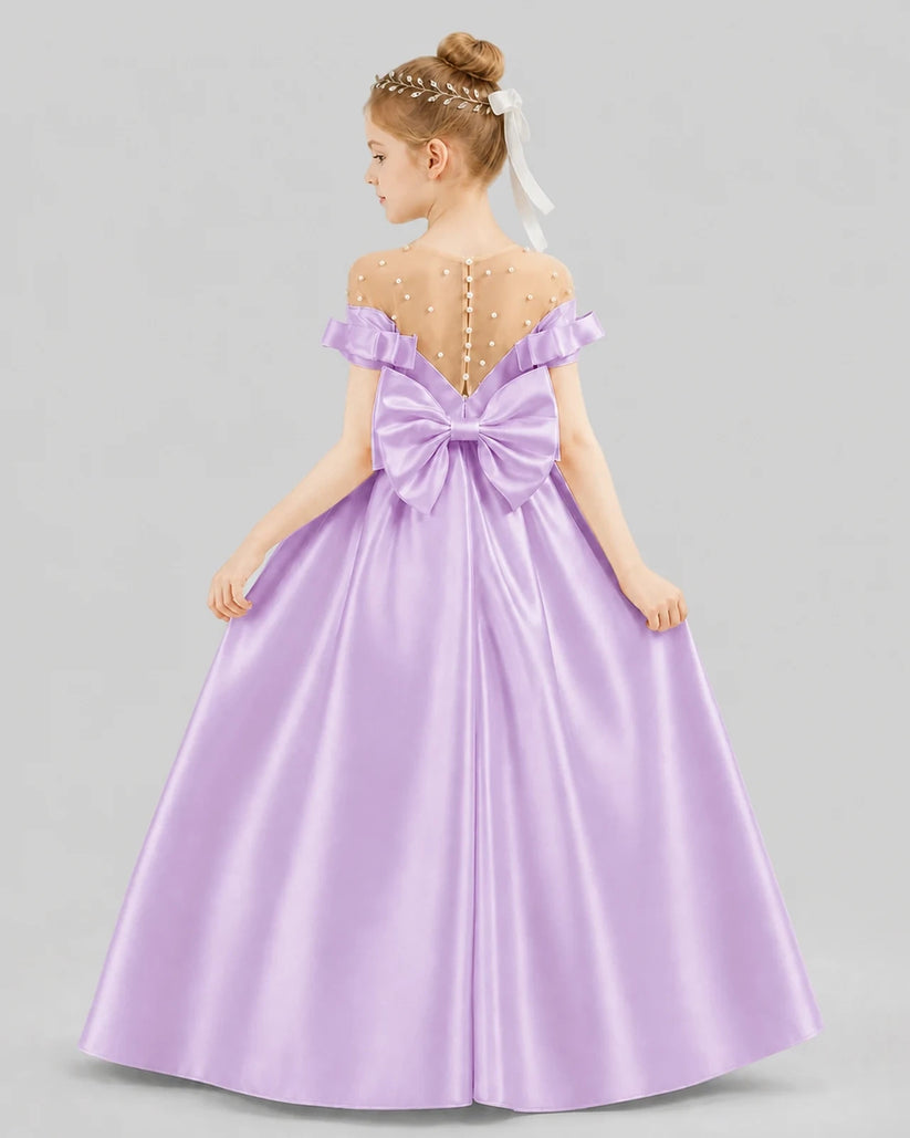 Lilac Ball Gown Girls Formal Dresses Back