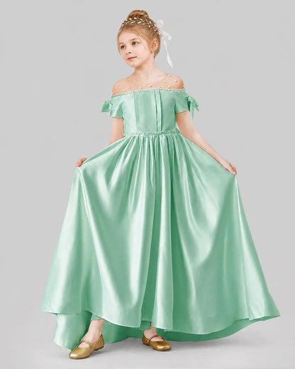 Mint Green Ball Gown Girls Formal Dresses Front