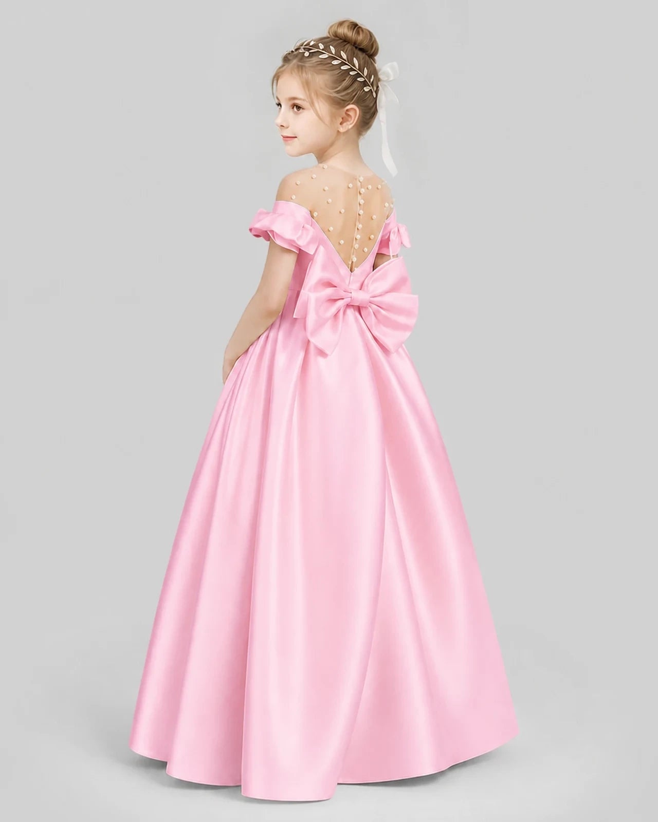 Pink Ball Gown Girls Formal Dresses Pose