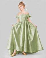Sage Green Ball Gown Girls Formal Dresses Front