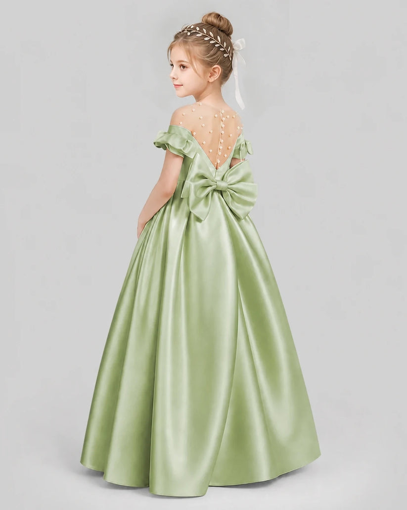 Sage Green Ball Gown Girls Formal Dresses Pose